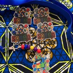 Autism Support Squad Blue Lanyard Pin Set